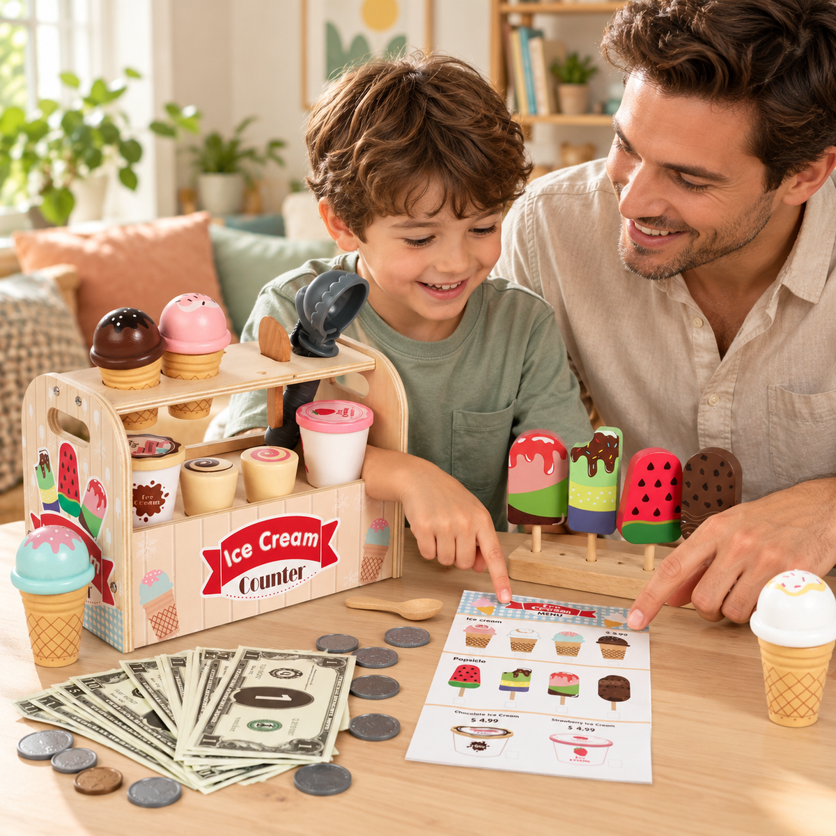 TinySmart Sweet Treats Wooden Ice Cream Play Set