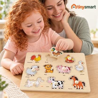 TinySmart Wooden Picture Matching Puzzle Board