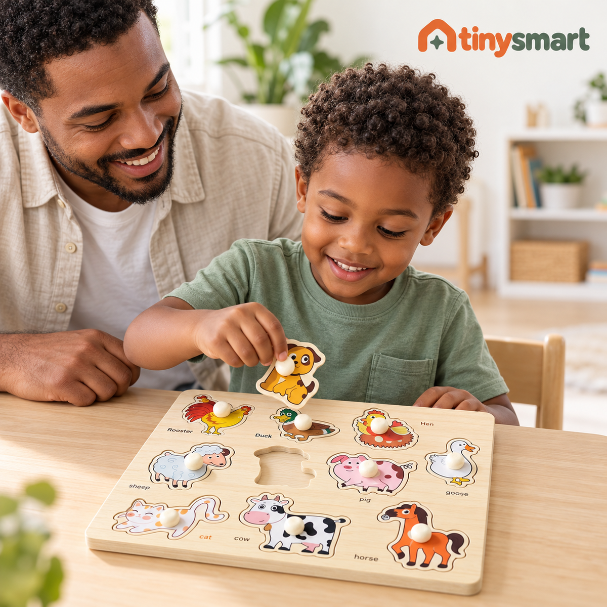 TinySmart Wooden Picture Matching Puzzle Board