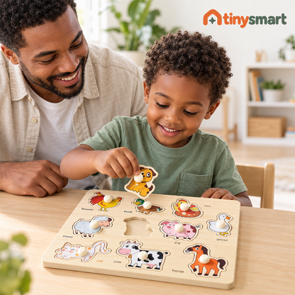 TinySmart Wooden Picture Matching Puzzle Board