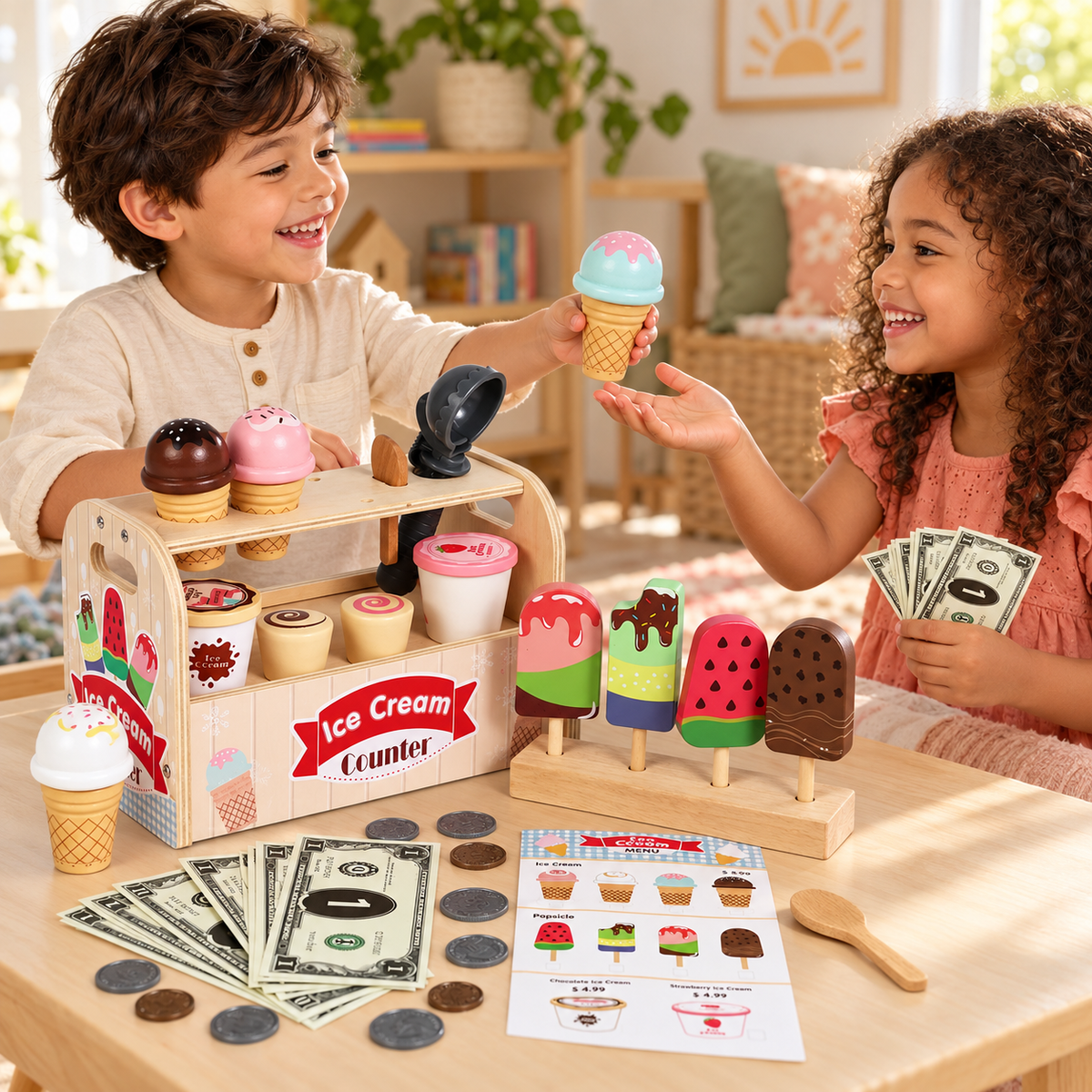 TinySmart Sweet Treats Wooden Ice Cream Play Set