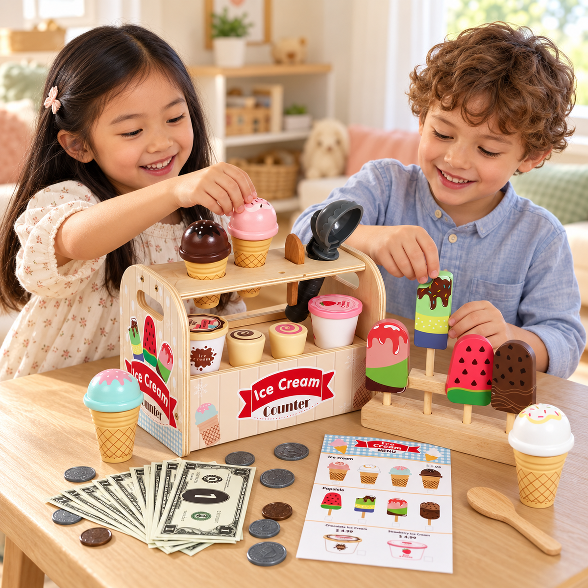 TinySmart Sweet Treats Wooden Ice Cream Play Set
