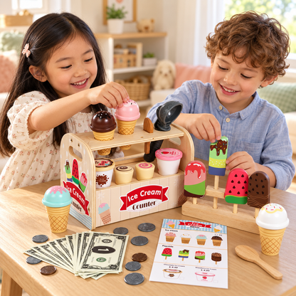 TinySmart Sweet Treats Wooden Ice Cream Play Set
