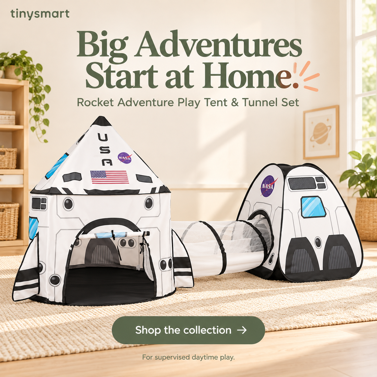 TinySmart Rocket Adventure Play Tent & Tunnel Set