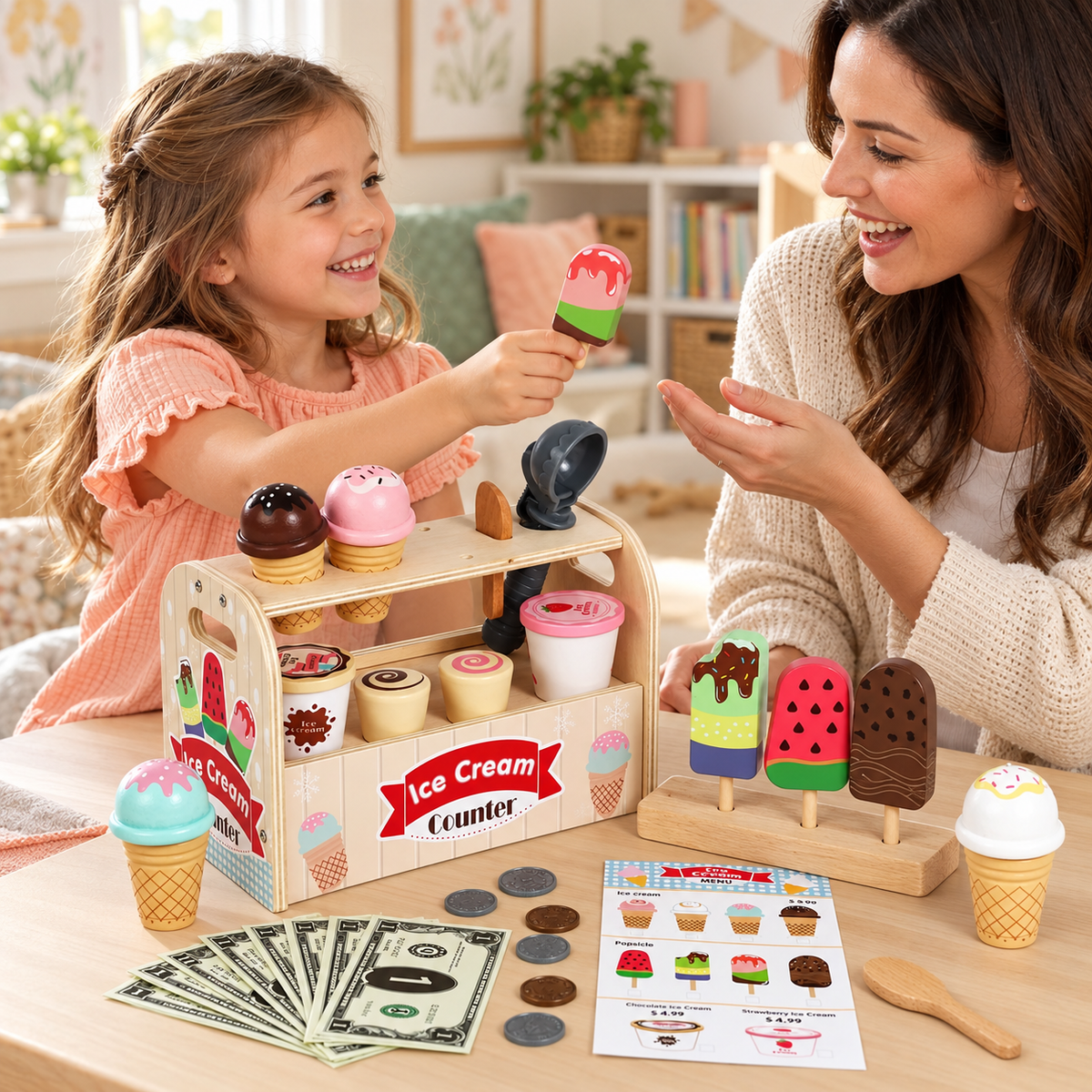 TinySmart Sweet Treats Wooden Ice Cream Play Set
