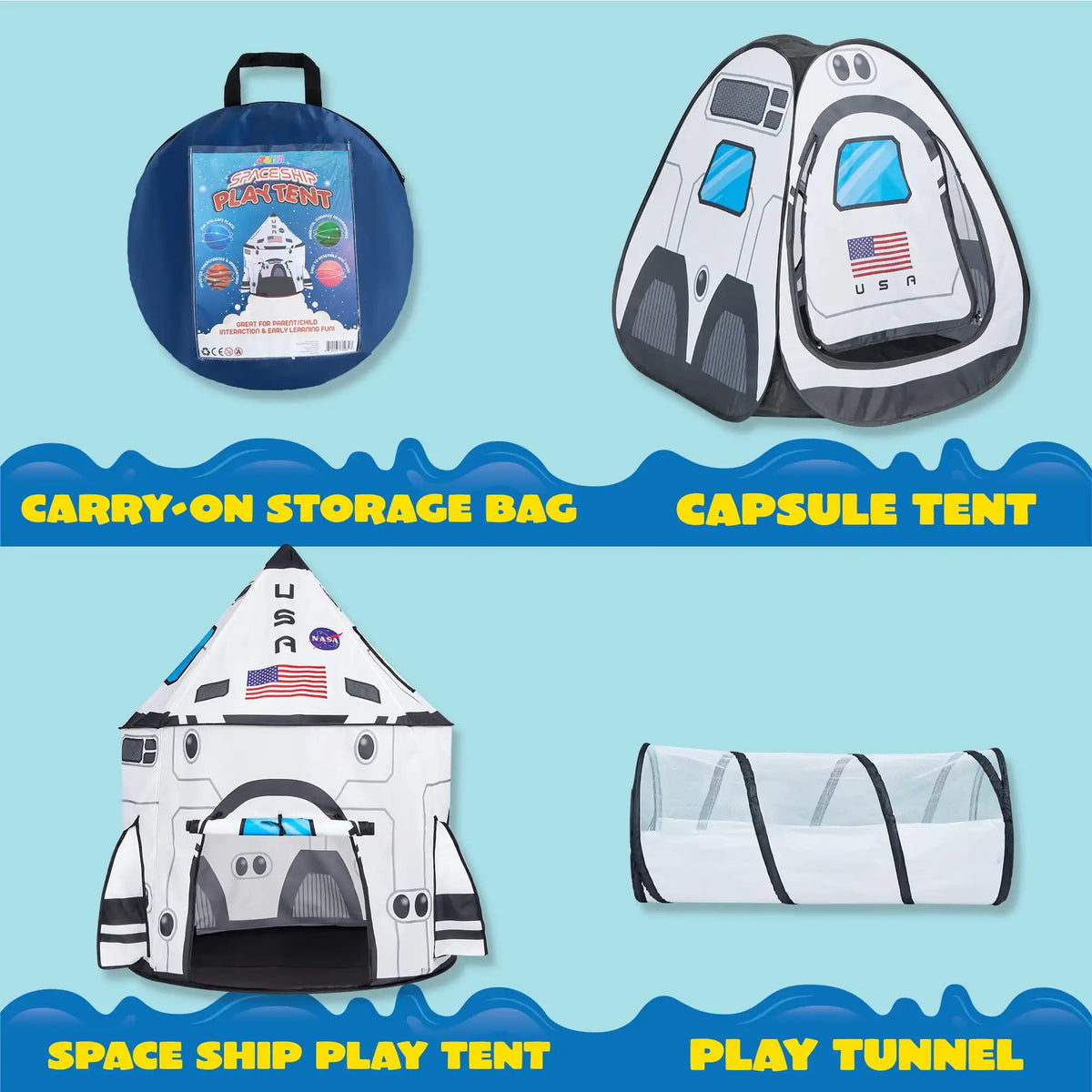 TinySmart Rocket Adventure Play Tent & Tunnel Set