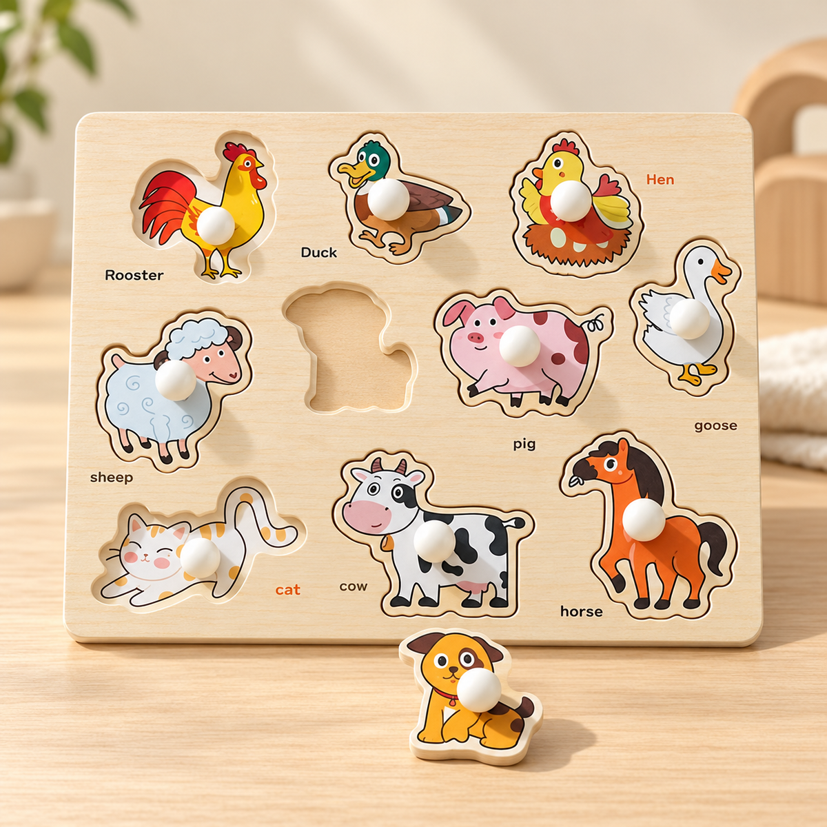 tinysmart Wooden Picture Matching Puzzle Board — Ages 14+ — styled product photo; design and contents depend on selected option.