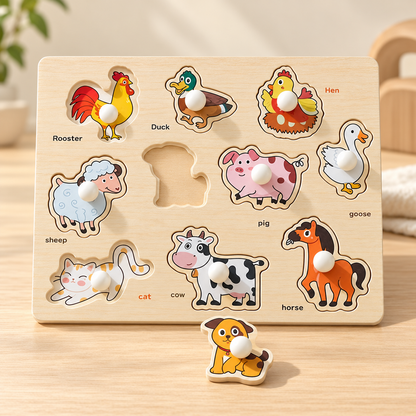 tinysmart Wooden Picture Matching Puzzle Board — Ages 14+ — styled product photo; design and contents depend on selected option.
