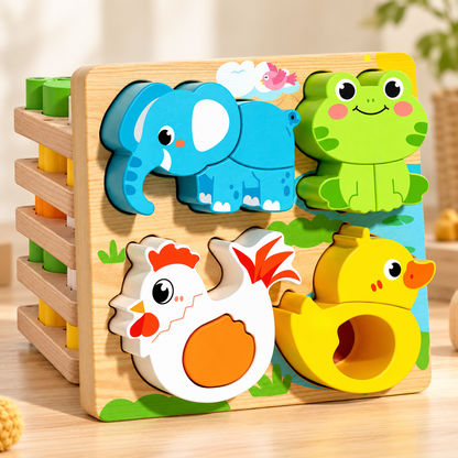 tinysmart Animal Friends Wooden Activity Puzzle — styled product photo; design and contents depend on selected option.